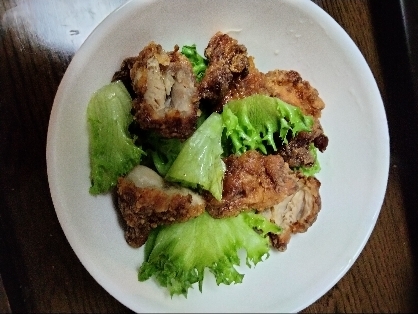 唐揚げで満腹サラダ