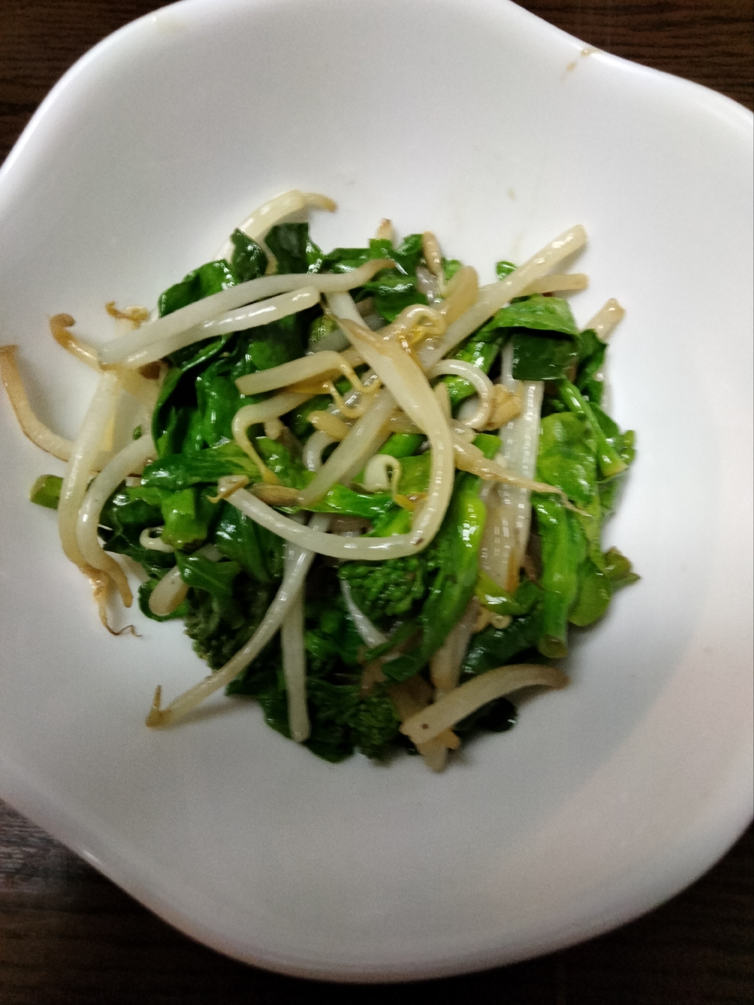 菜の花ともやしのごま油炒め