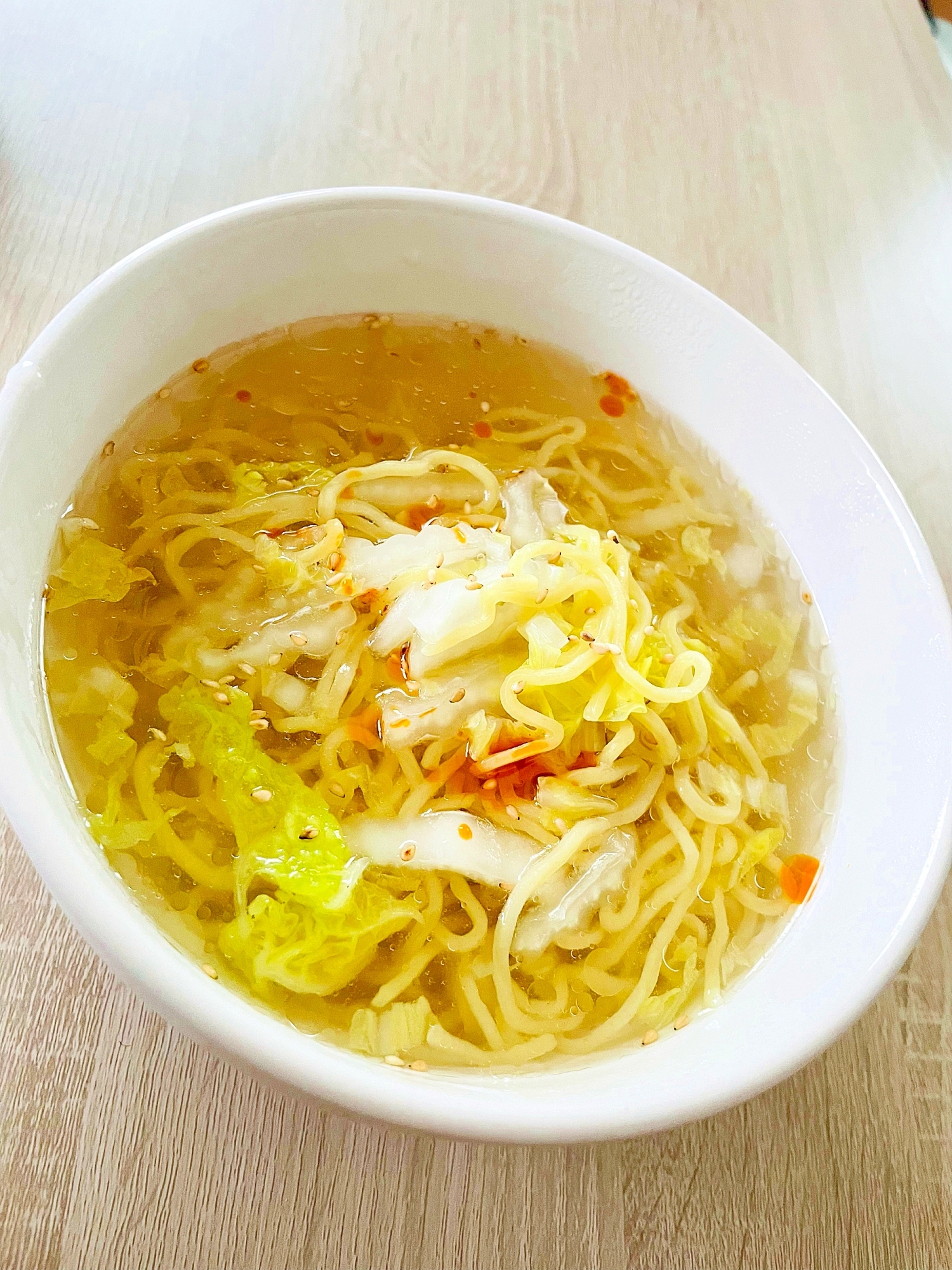 白菜とラー油のラーメン