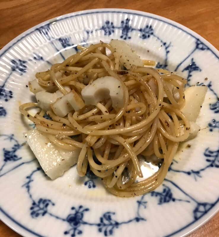 長芋とちくわのパスタ