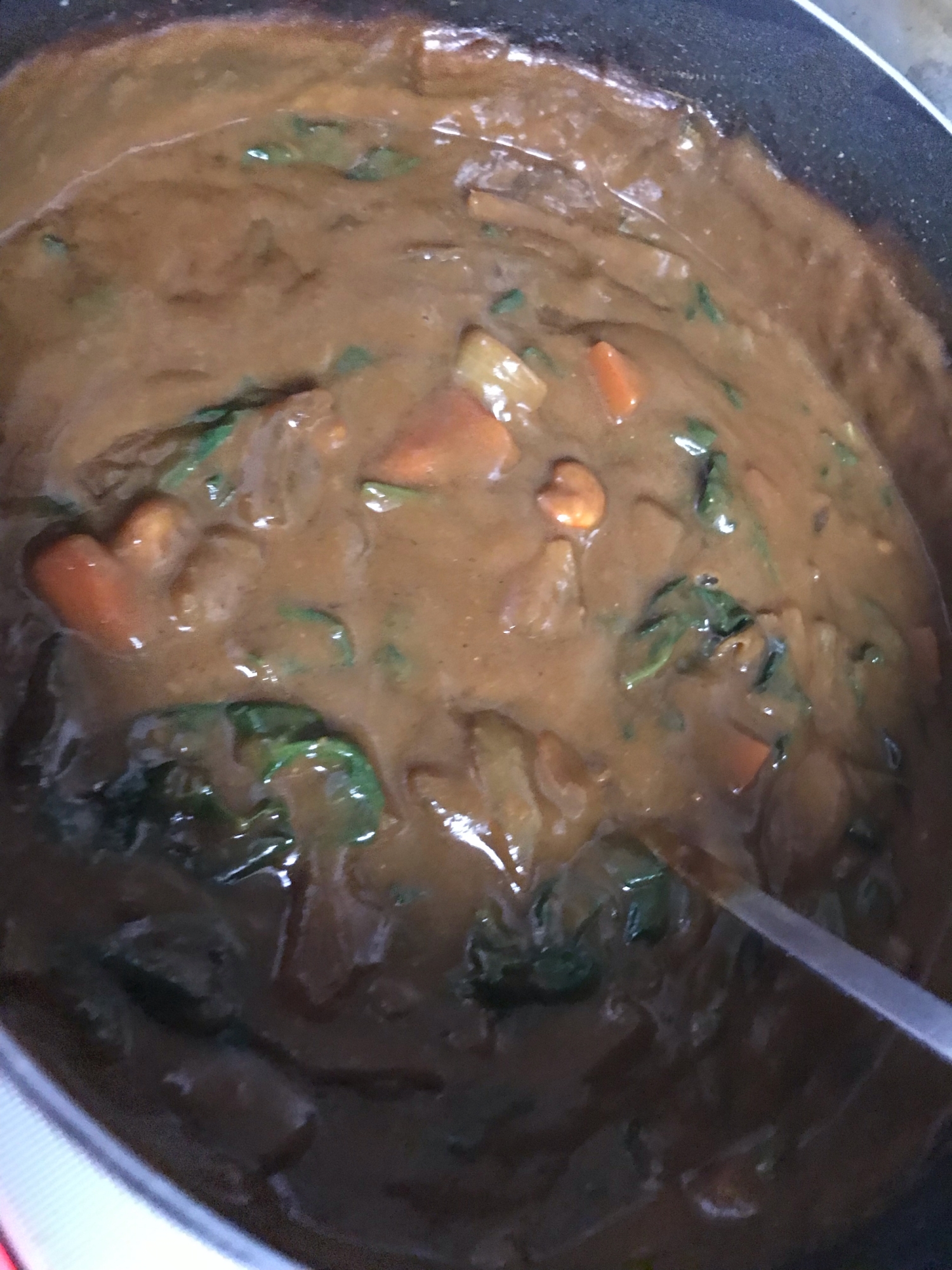 エビとほうれん草の辛口カレー