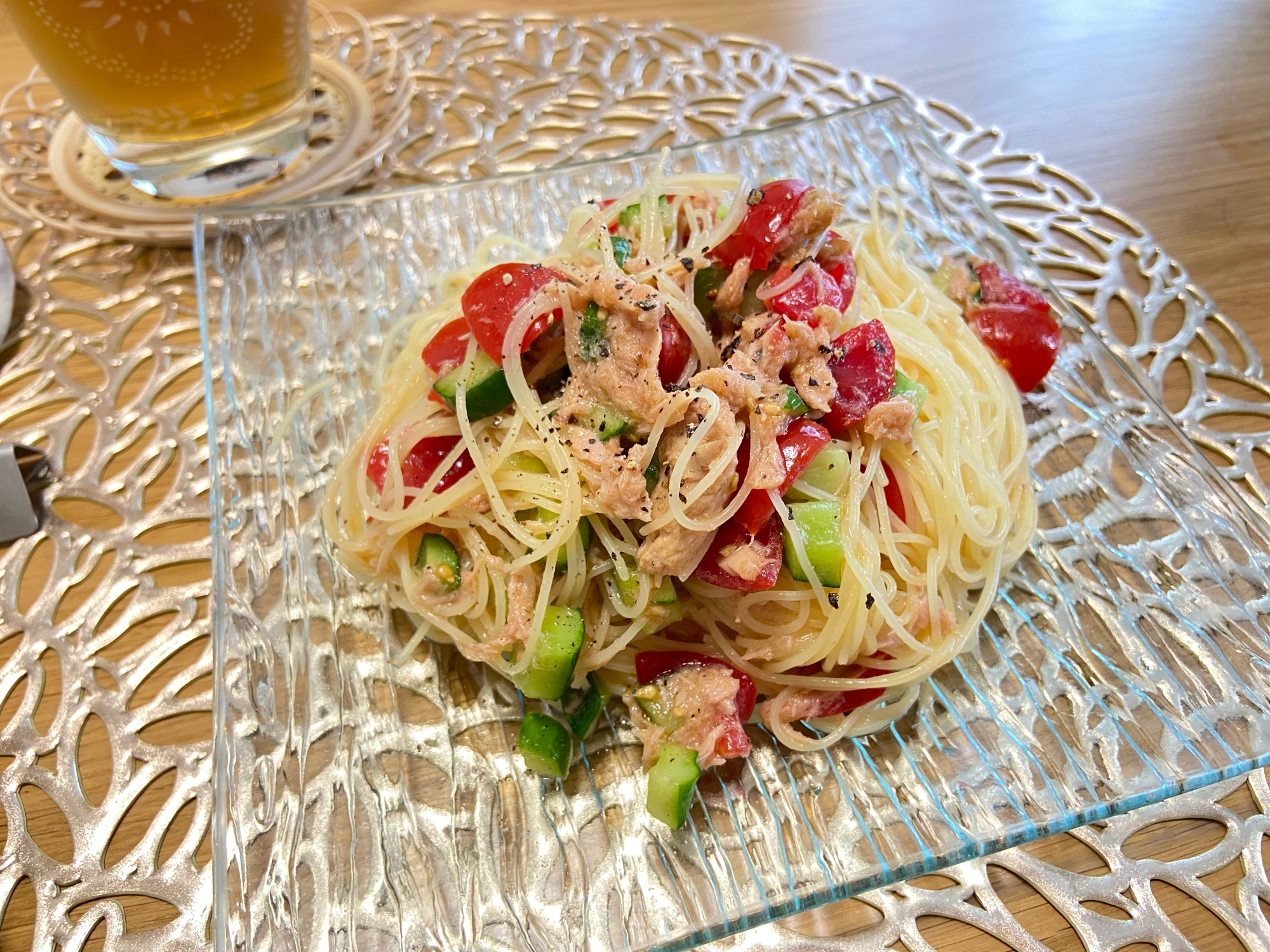 夏野菜の冷製パスタ