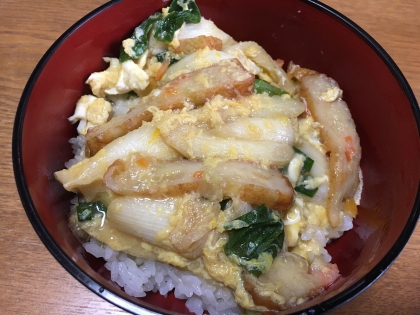 さつま揚げと長ネギの玉子丼