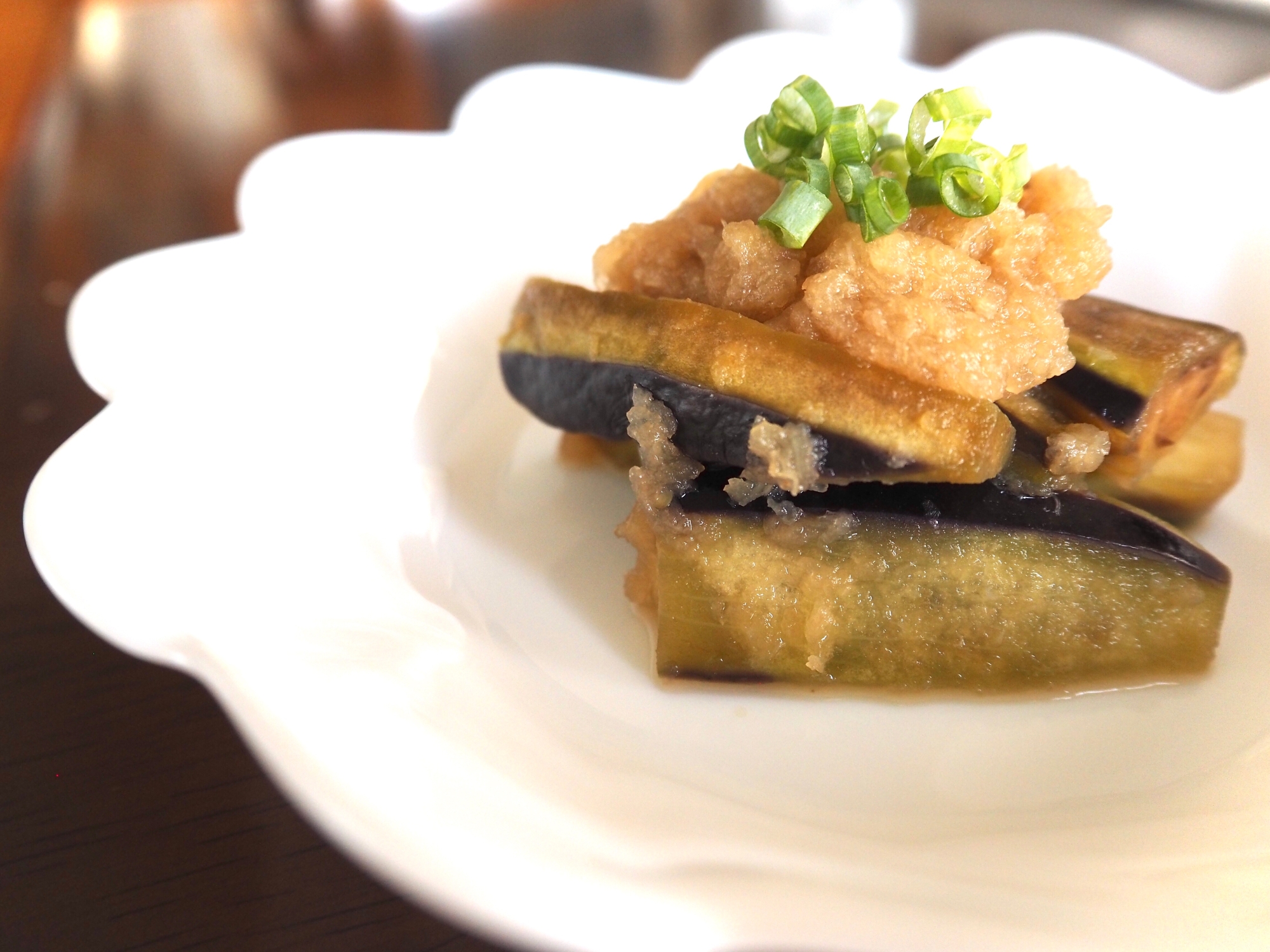 簡単！油不使用！めんつゆで作る茄子のおろし煮♬