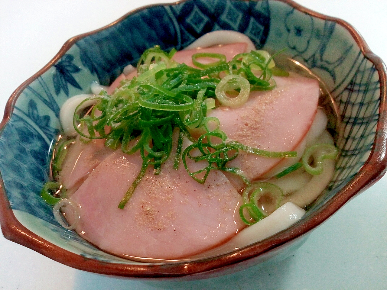 ロースハムと葱の半うどん（温）