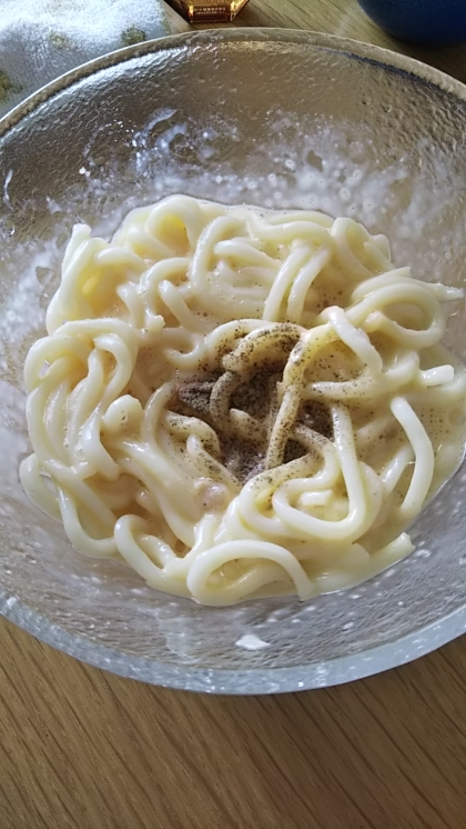 レンジで簡単 カルボナーラうどん