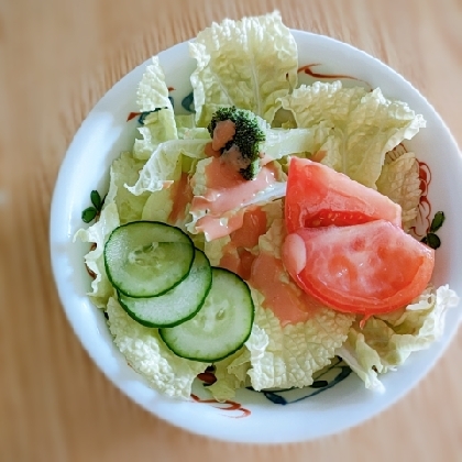 野菜が色々摂れて、マヨネーズとケチャップのドレッシングも美味しかったです(*^-^*)