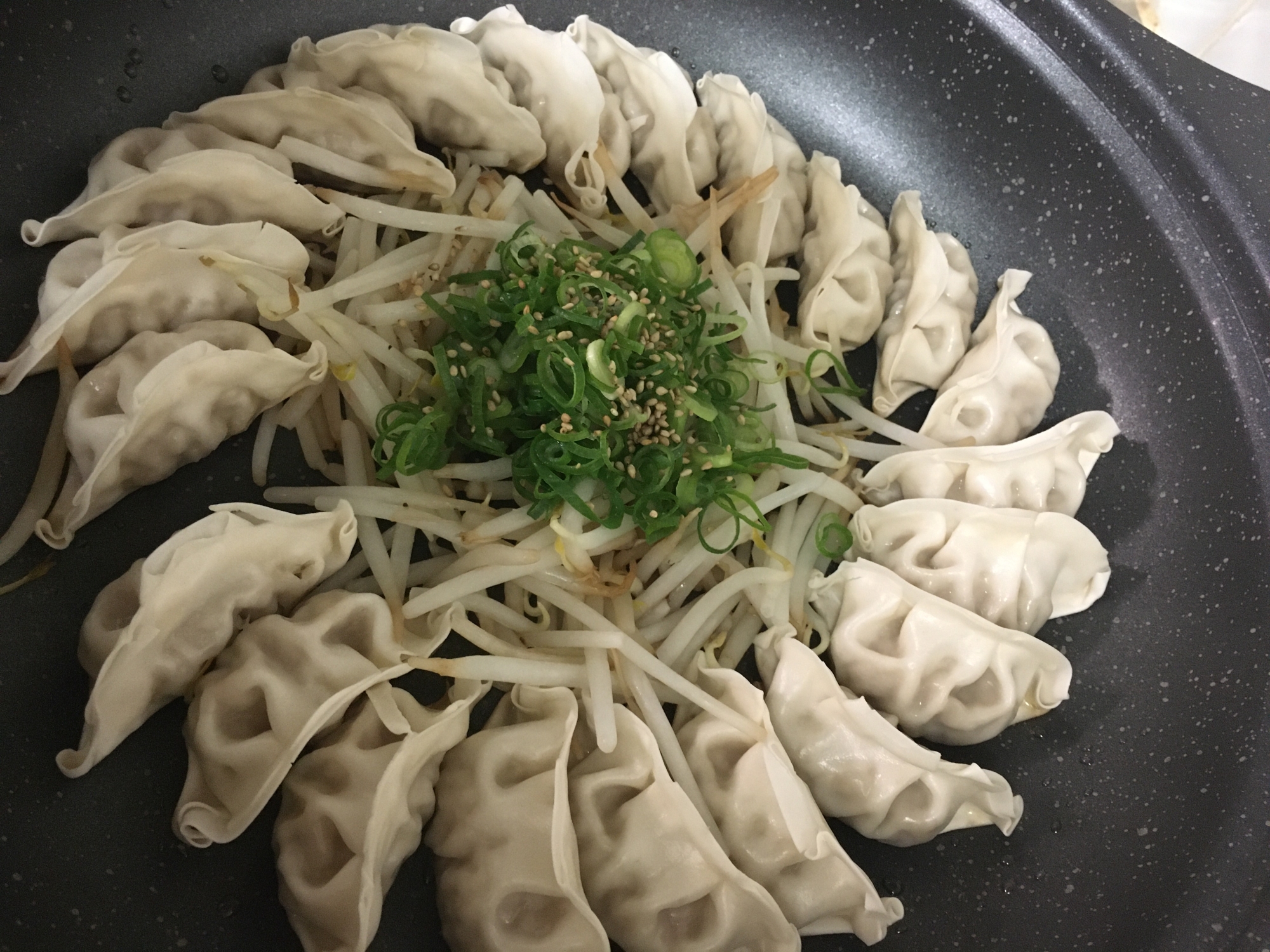 チルド餃子ともやしの蒸し焼き