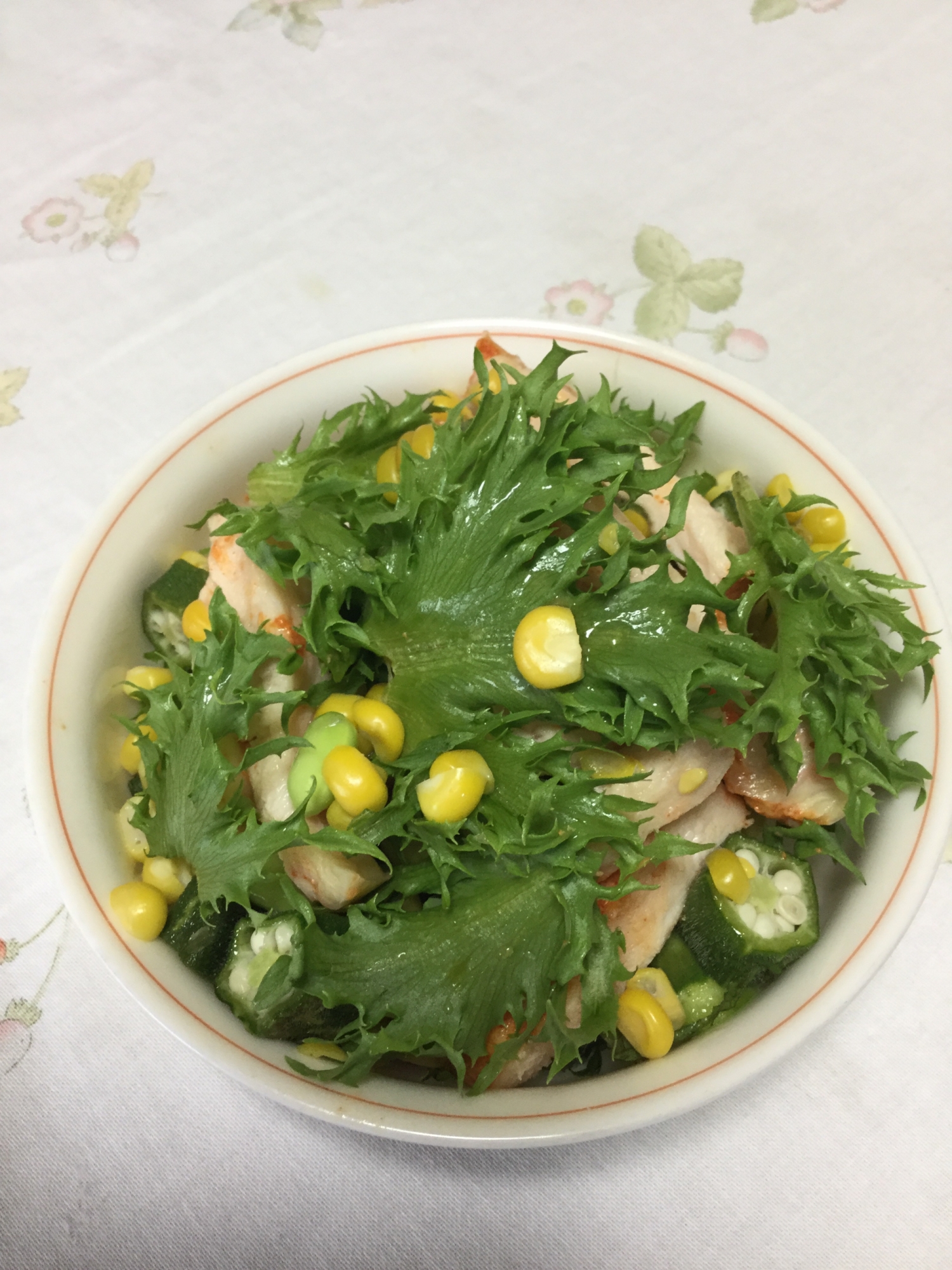 夏野菜と鶏ハムのサラダサラダ