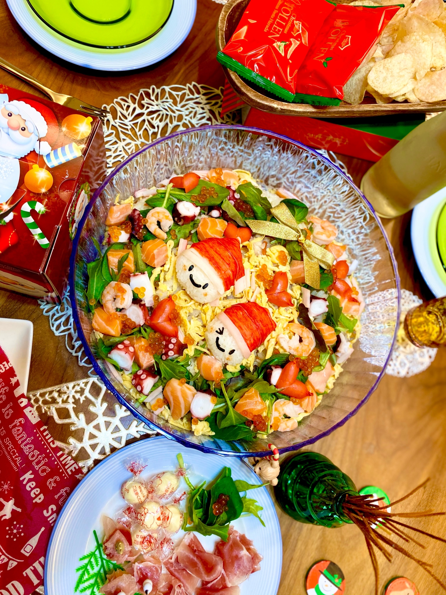 ちらし寿司 クリスマスバージョン リース キャラ レシピ 作り方 By Coconut Kitchen 楽天レシピ ちらし寿司 クリスマスバージョン リース キャラ レシピ 作り方 By Coconut Kitchen 楽天レシピ