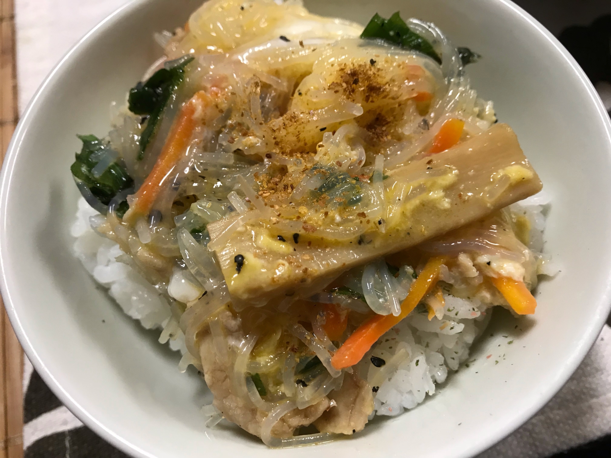 リメイク！春雨とメンマの卵とじ丼