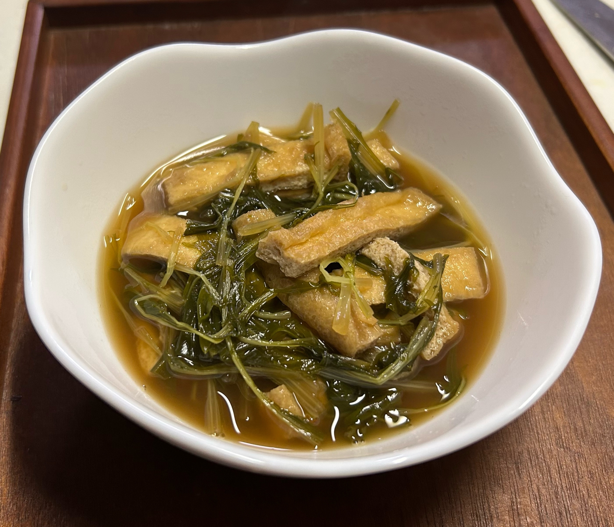 水菜と油揚げの煮浸し