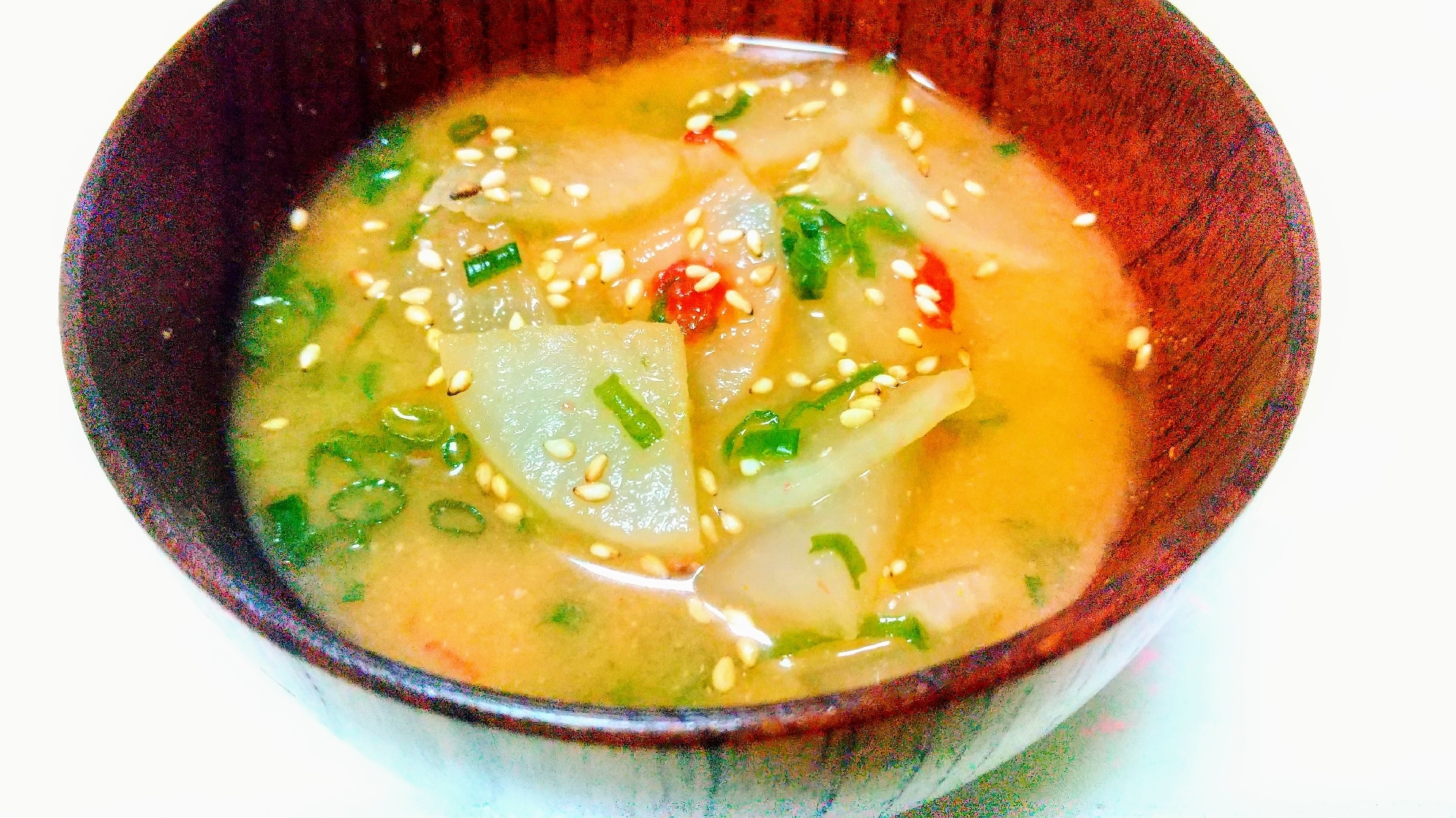 大根のピリ辛にんにく味噌スープ