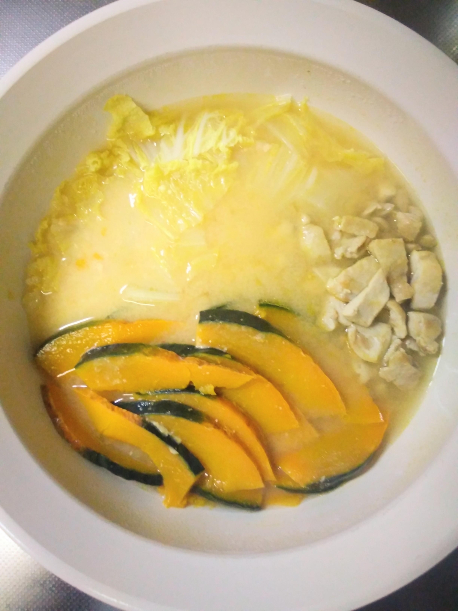 鶏かぼちゃ鍋　かぼちゃ味噌鍋
