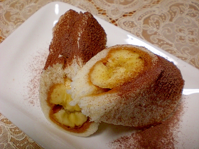 ピーナッツ★バナナロール　ケーキ風