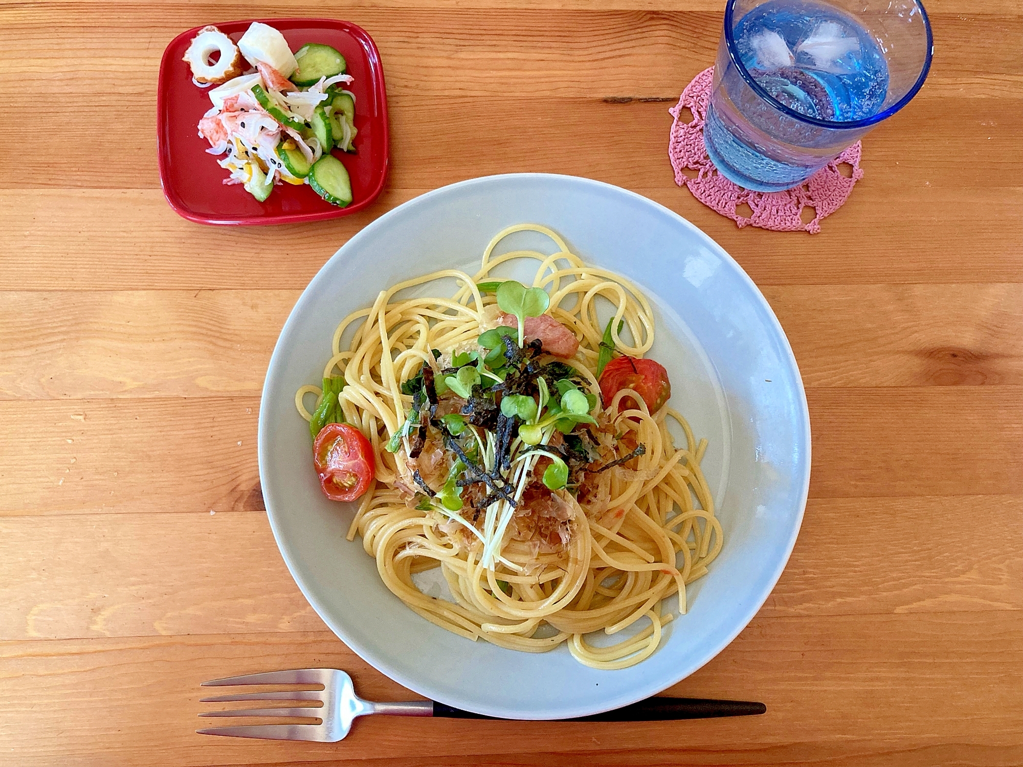 ミニトマトとほうれん草の和風パスタ