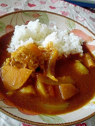 「かぼちゃ＆トマト入り牛筋カレー」　　　♪♪