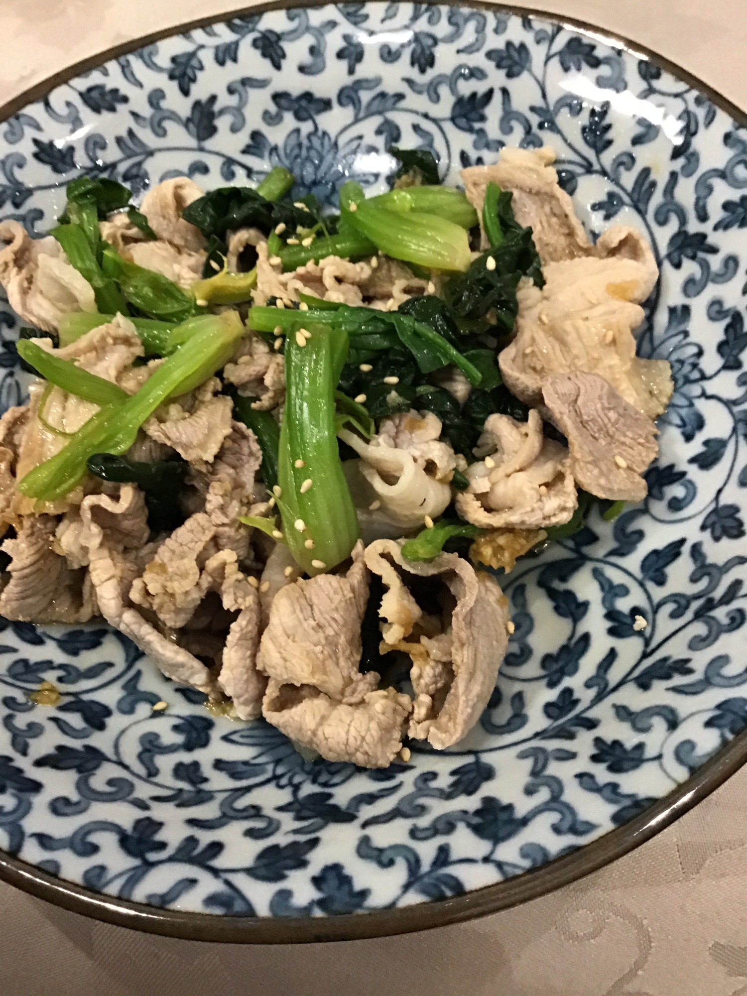 豚肉とほうれん草の和物