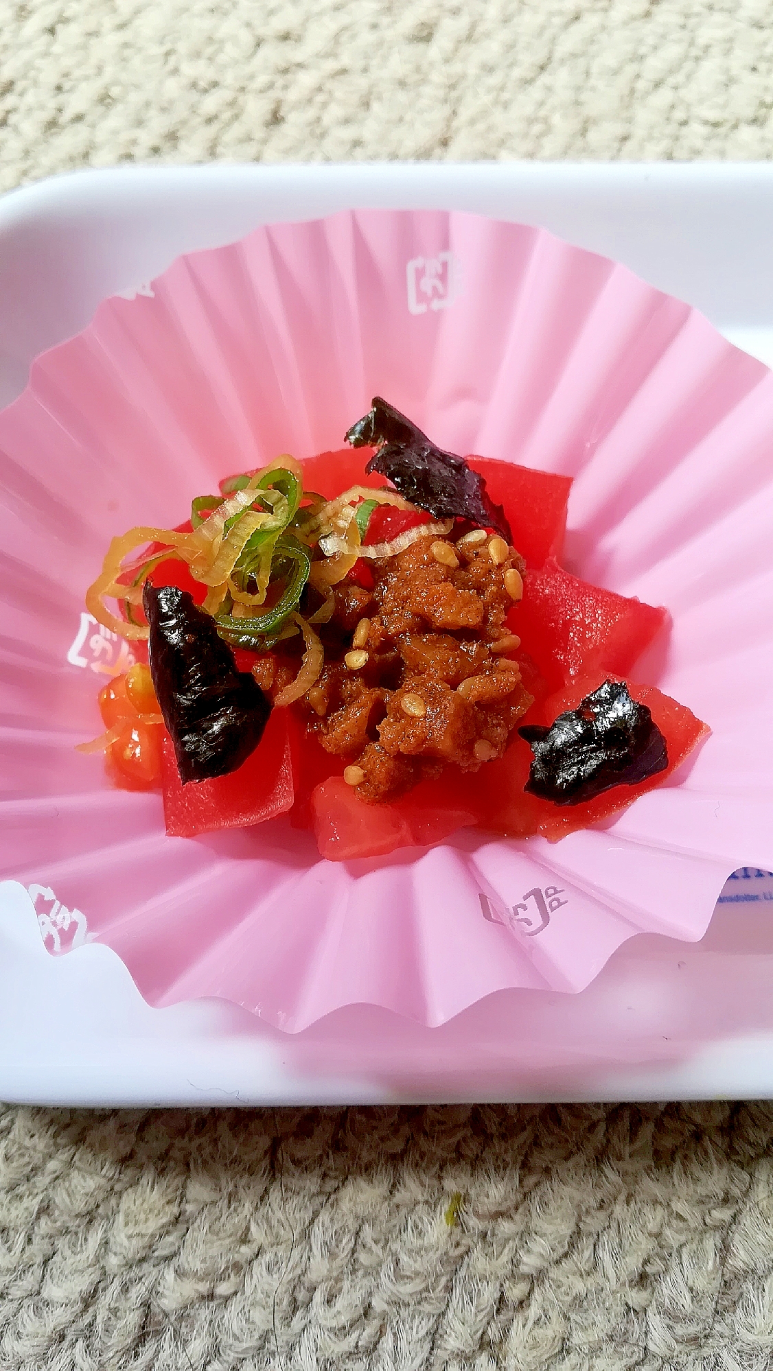 豚ひき肉とトマトと焼き海苔と刻みネギのお弁当おかず レシピ 作り方 By みずたまsweet 楽天レシピ