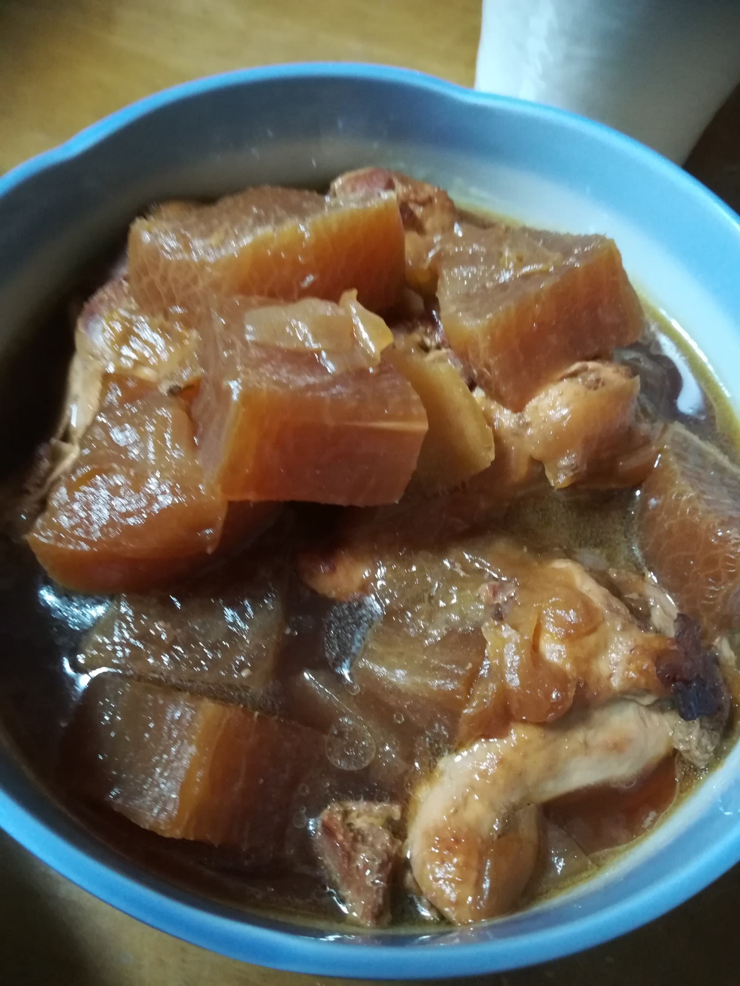 圧力鍋で鶏肉と大根の甘辛煮