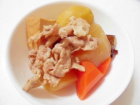 豚こま 厚揚げ じゃがいも 大根 にんじんの煮物 レシピ 作り方 By V るん 0394 楽天レシピ 豚こま 厚揚げ じゃがいも 大根 にんじんの煮物 レシピ 作り方 By V るん 0394 楽天レシピ