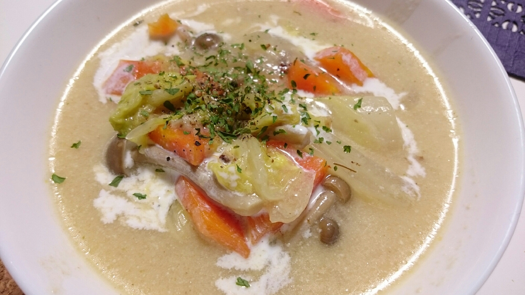 ストウブDE〜白菜のクリームスープ