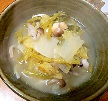 白菜・しめじ・厚揚げの　ほっこり煮物