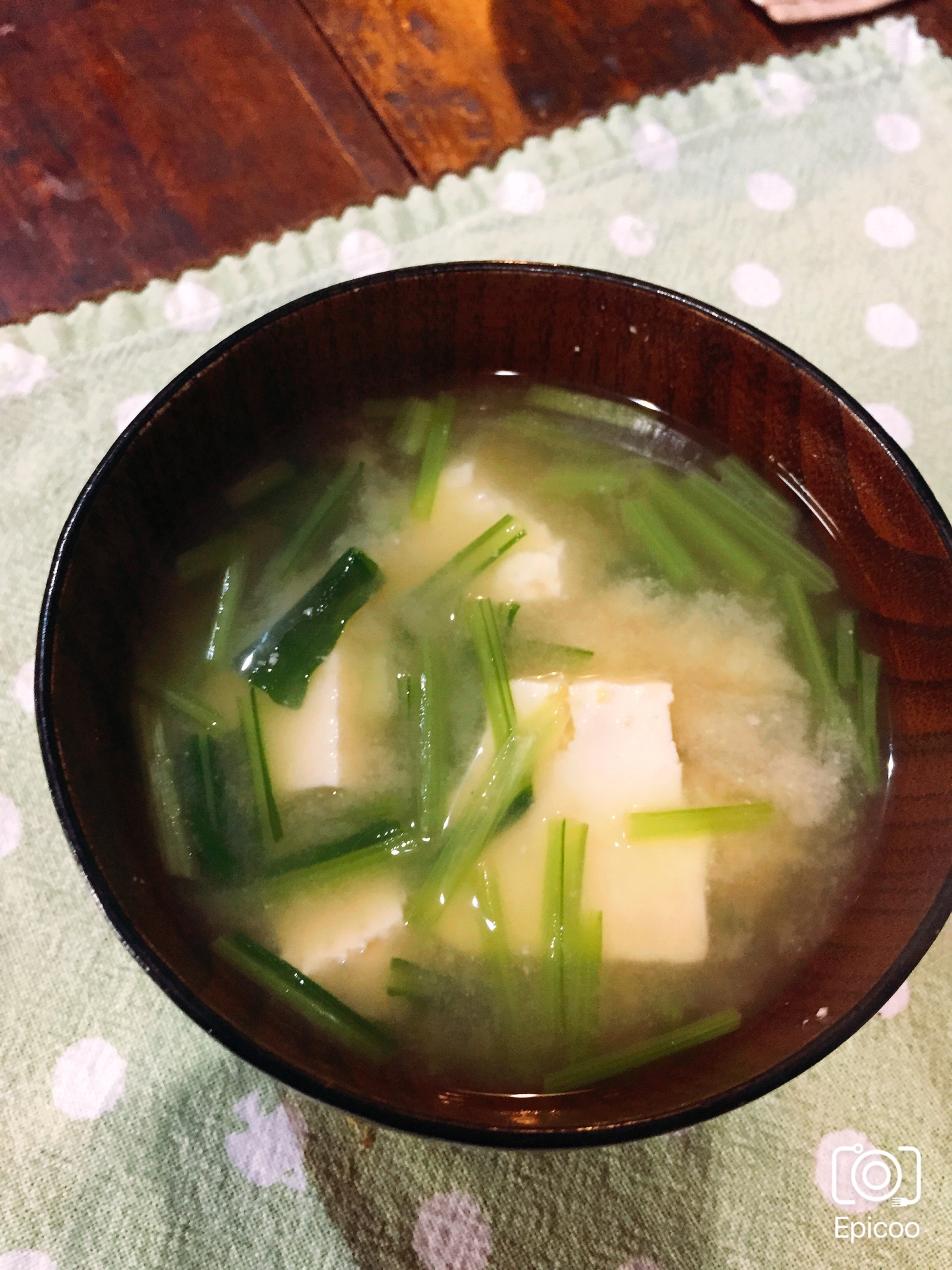 壬生菜と木綿豆腐のお味噌汁