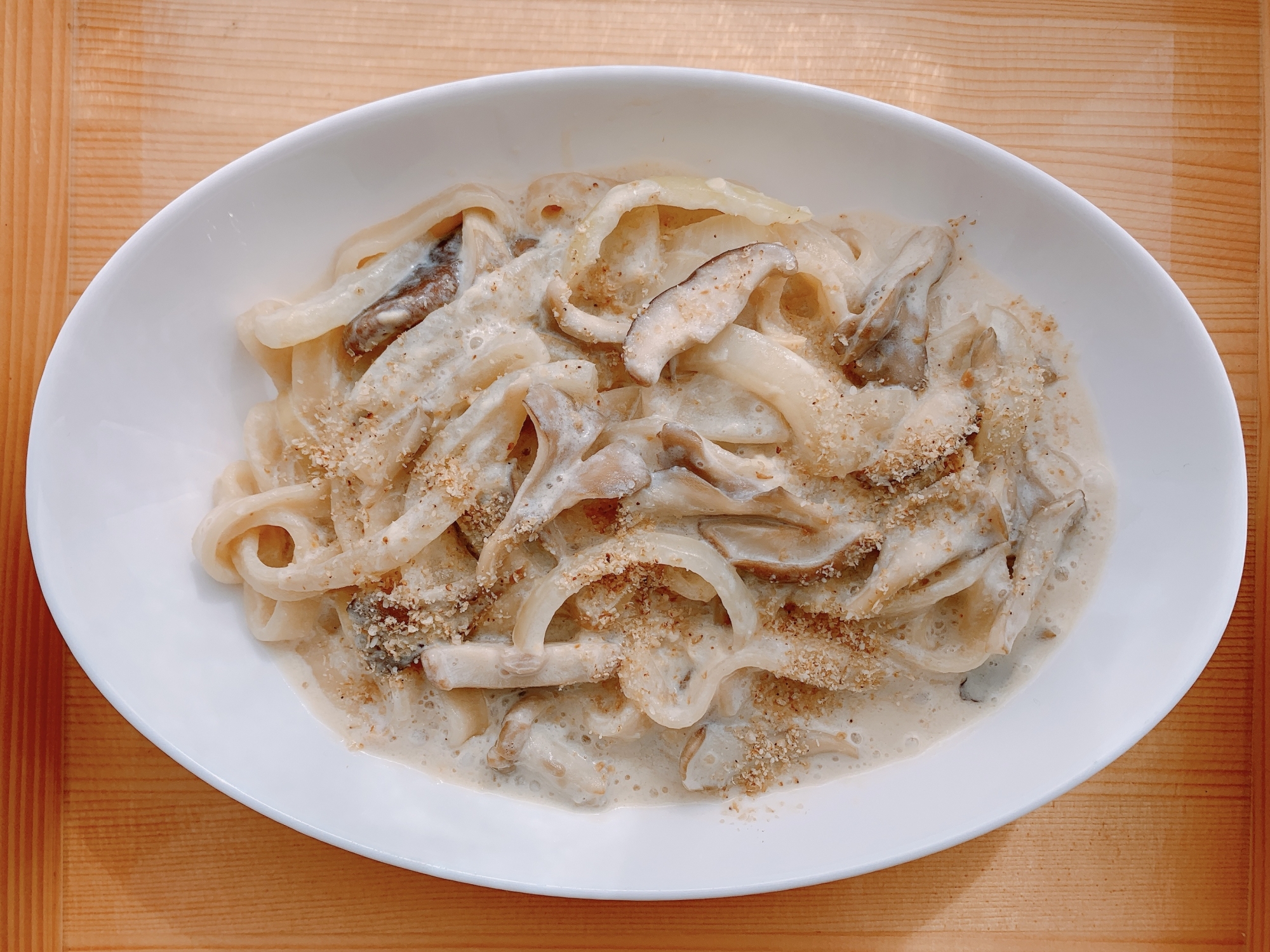 \1品でも献立完成!/野菜ときのこの豆乳パスタ