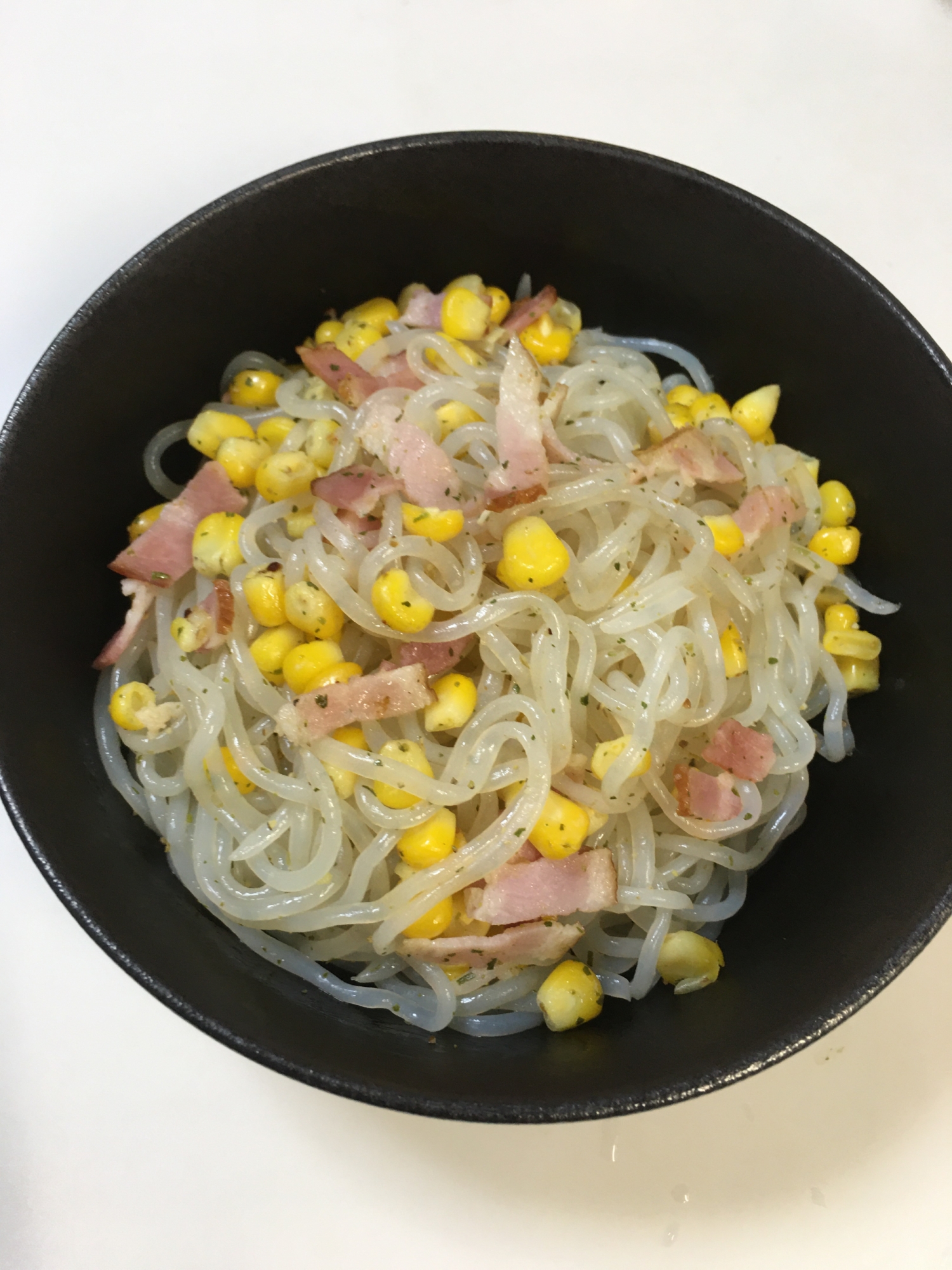 コーンたっぷり！糸こんにゃくのパスタ風