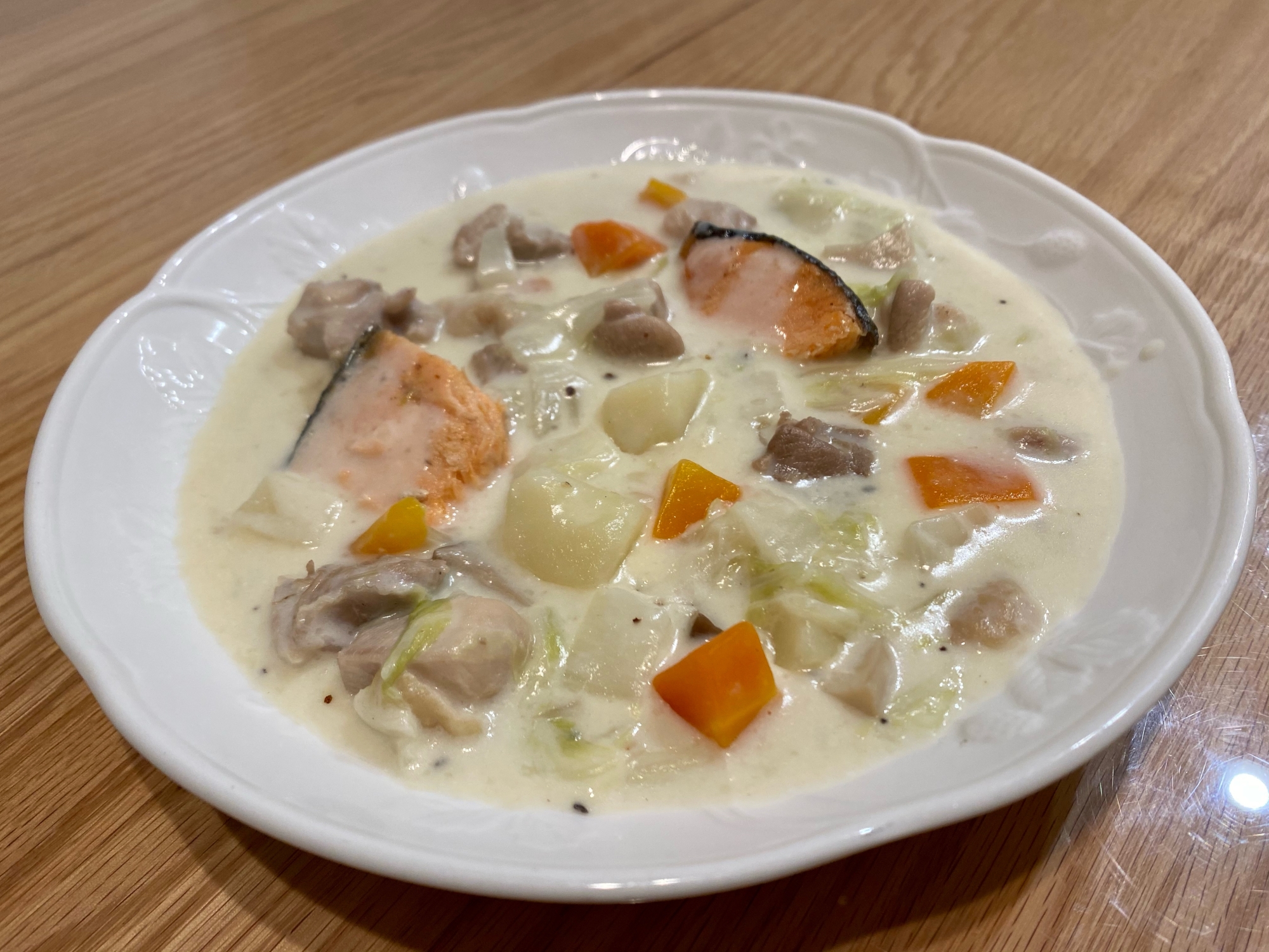 鮭と鶏肉のクリーム煮