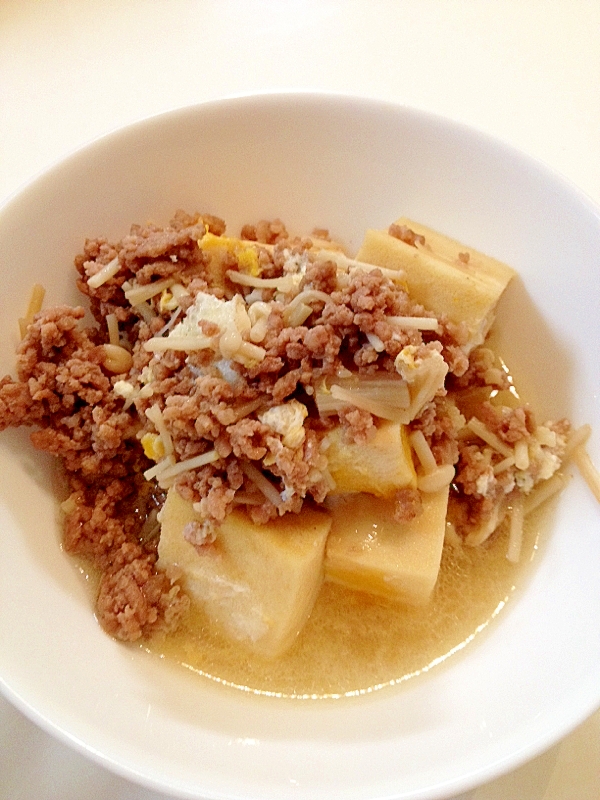 肉そぼろ高野豆腐の卵とじ