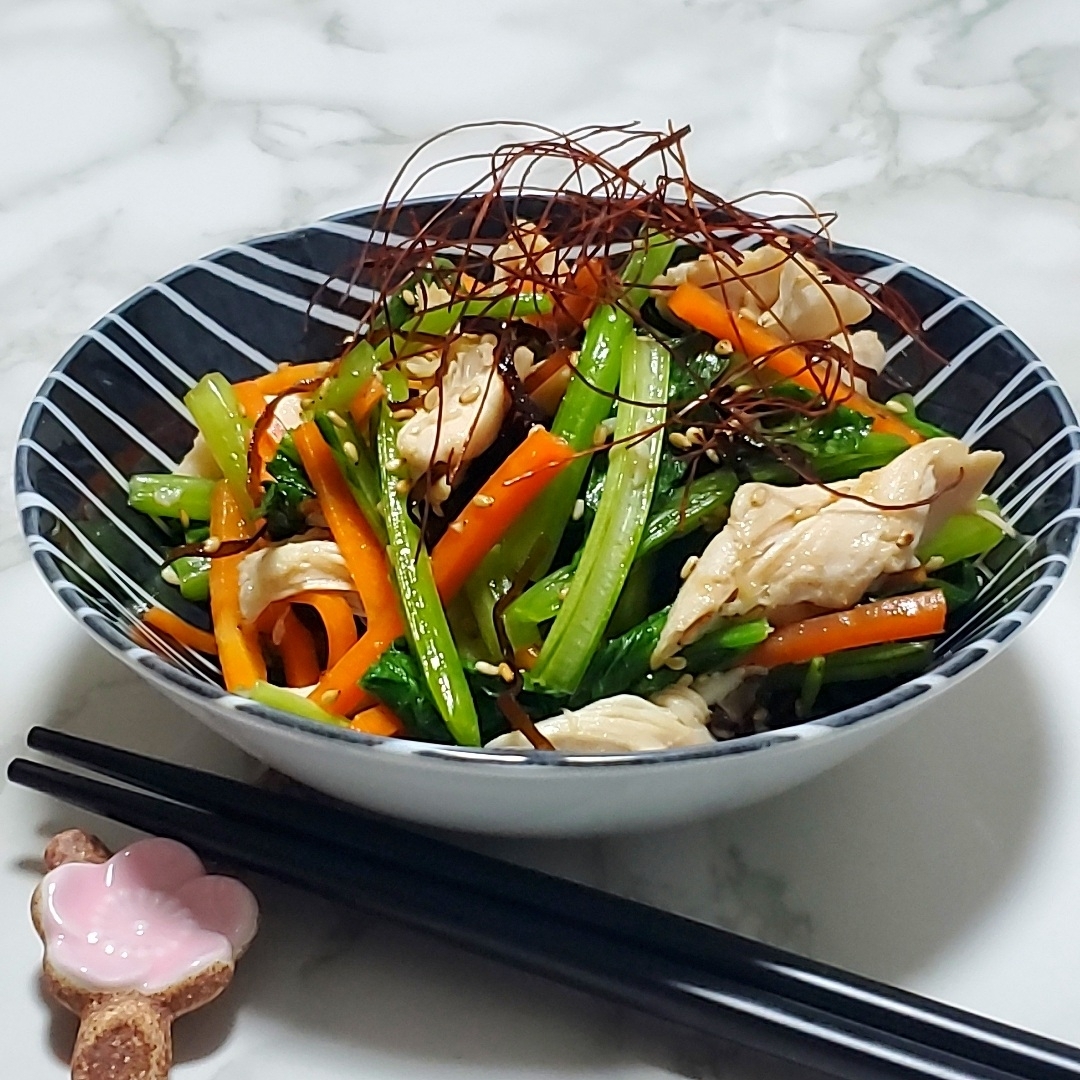 ササミと小松菜の塩昆布ナムル
