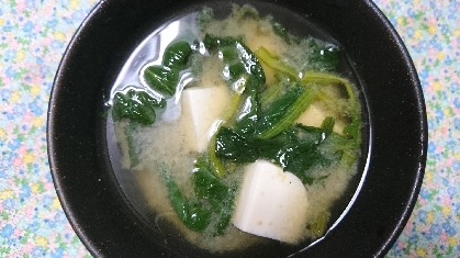 冷凍小松菜で簡単味噌汁