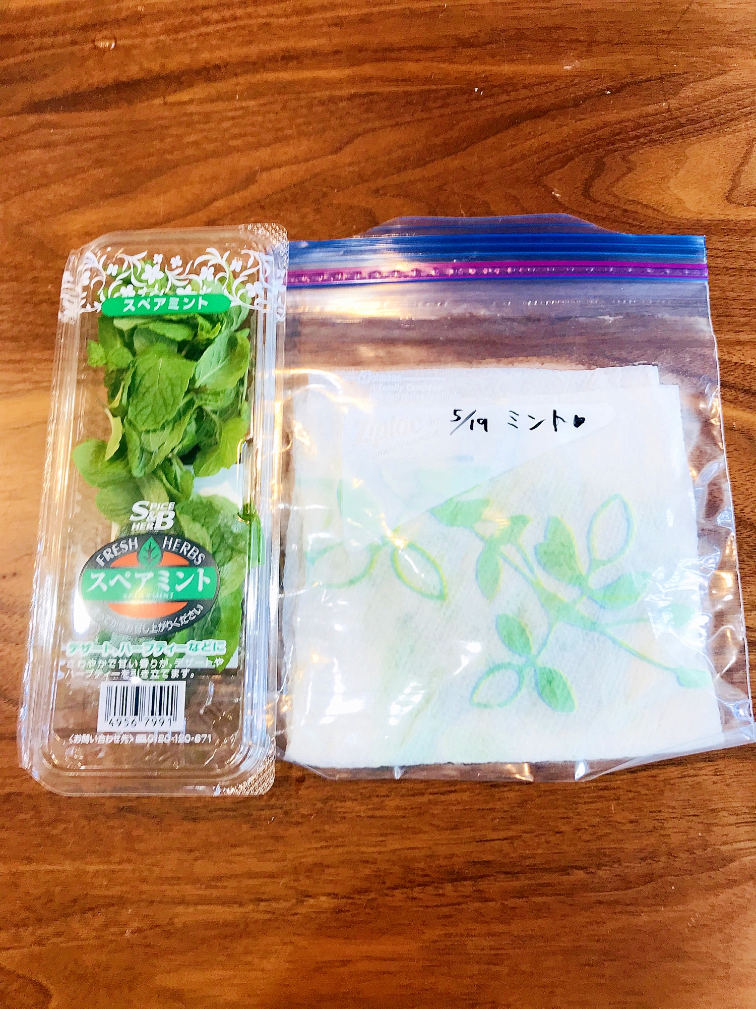 ミントの葉の冷蔵保存方法