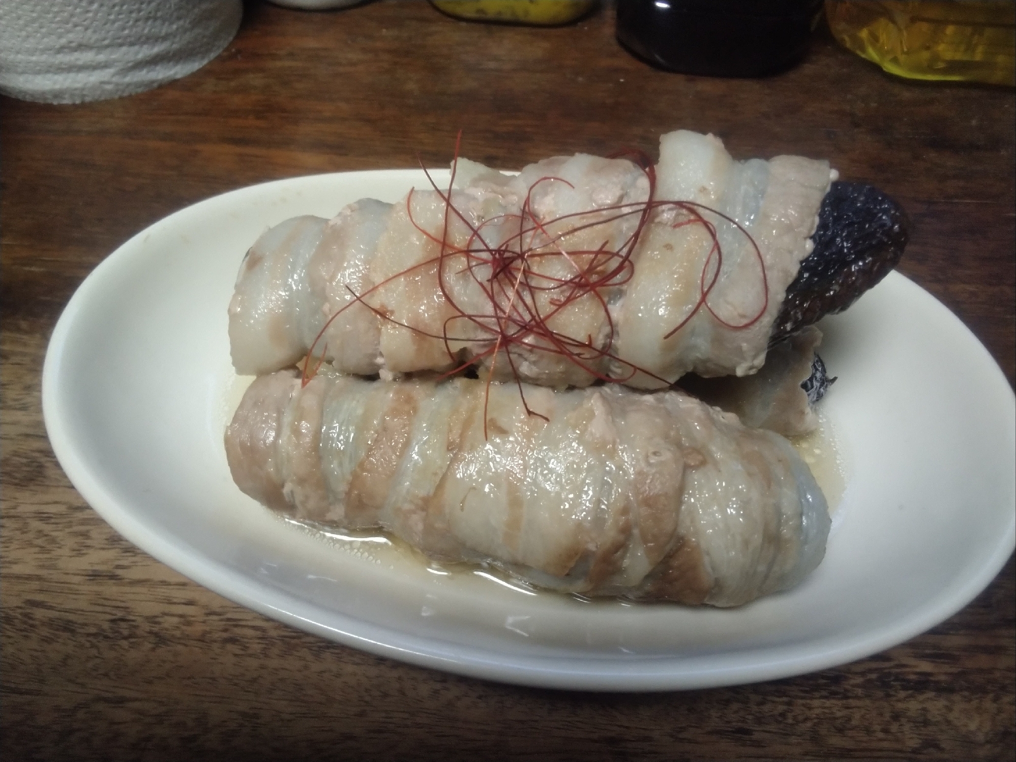 なすの豚バラ巻き昆布つゆ白だし煮