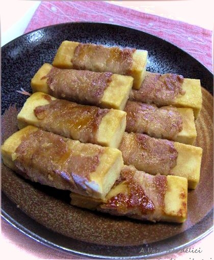 豚肉で高野豆腐の肉巻き照り焼き♪