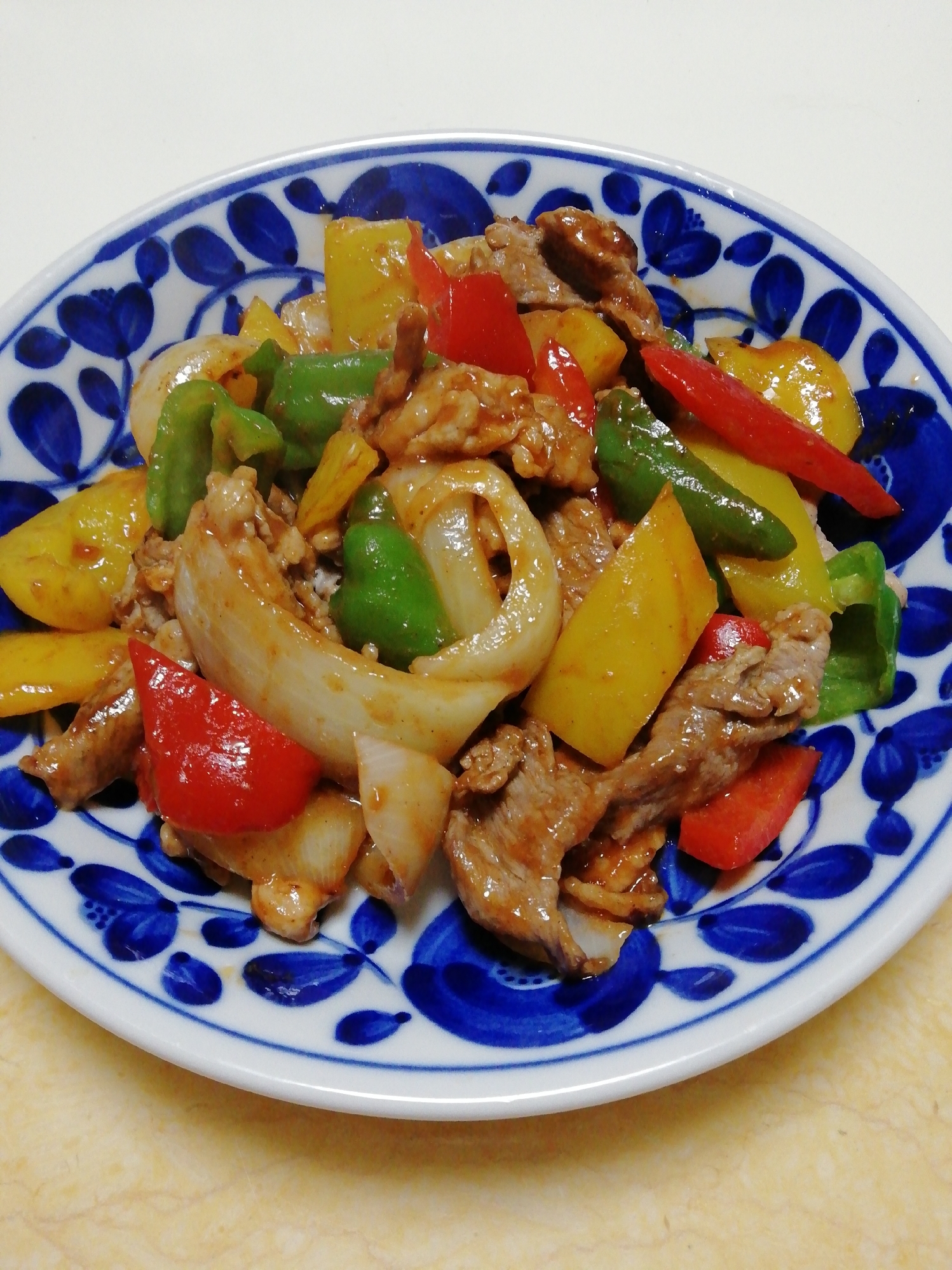 豚肉とカラフル野菜のケチャップソテー