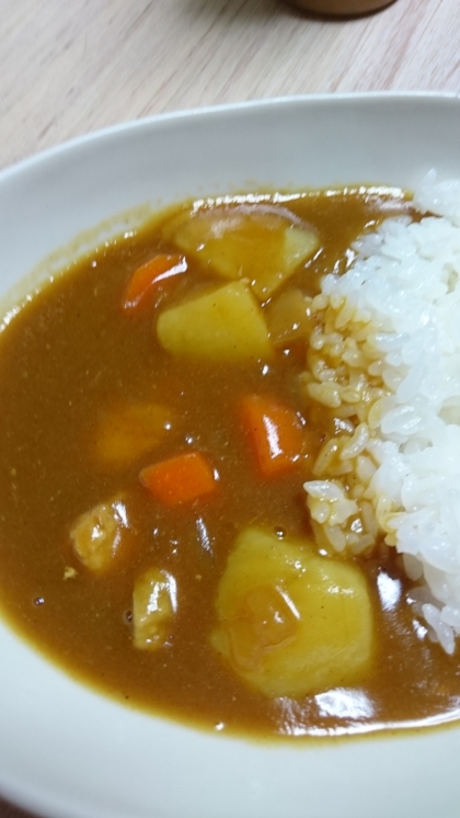 圧力鍋で♪　鶏皮とたっぷり玉葱で簡単にカレーライス