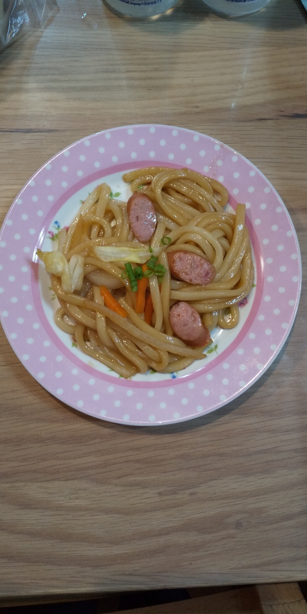 新玉ねぎとウィンナーの焼きうどん♡