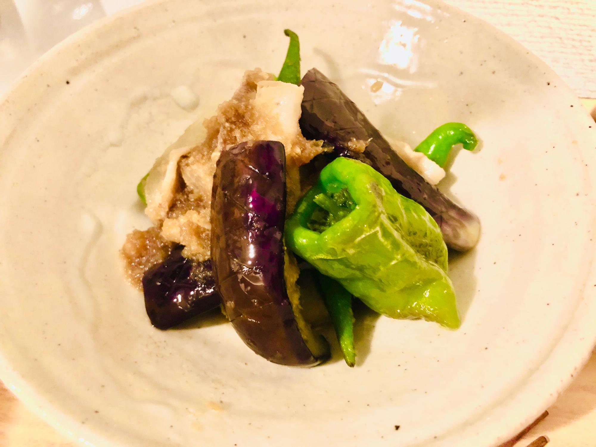 茄子オクラ甘唐辛子と豚肉のおろしポン酢がけ レシピ 作り方 By Tmkab 楽天レシピ