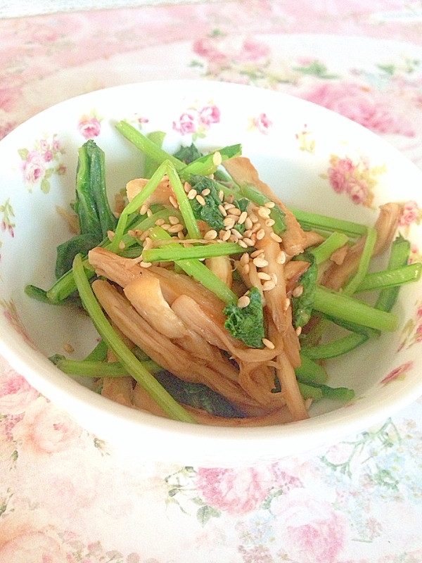 節約♡椎茸の軸と小松菜の生姜醤油炒め