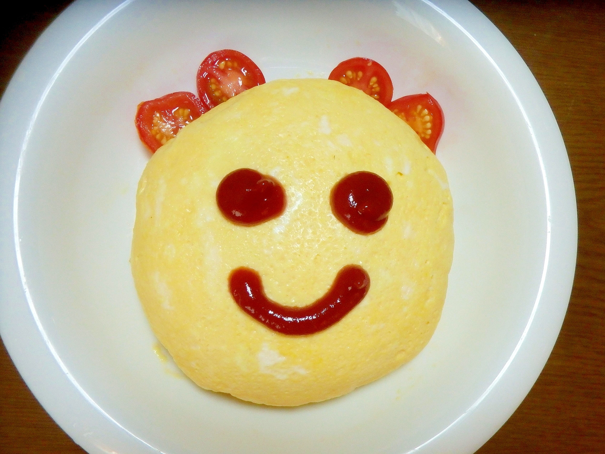 レンジで簡単♪チーズ入りサンサンまん丸オムライス☆