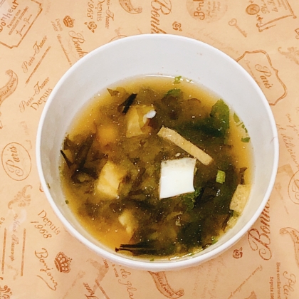 木綿豆腐と長ネギの冷やし味噌汁