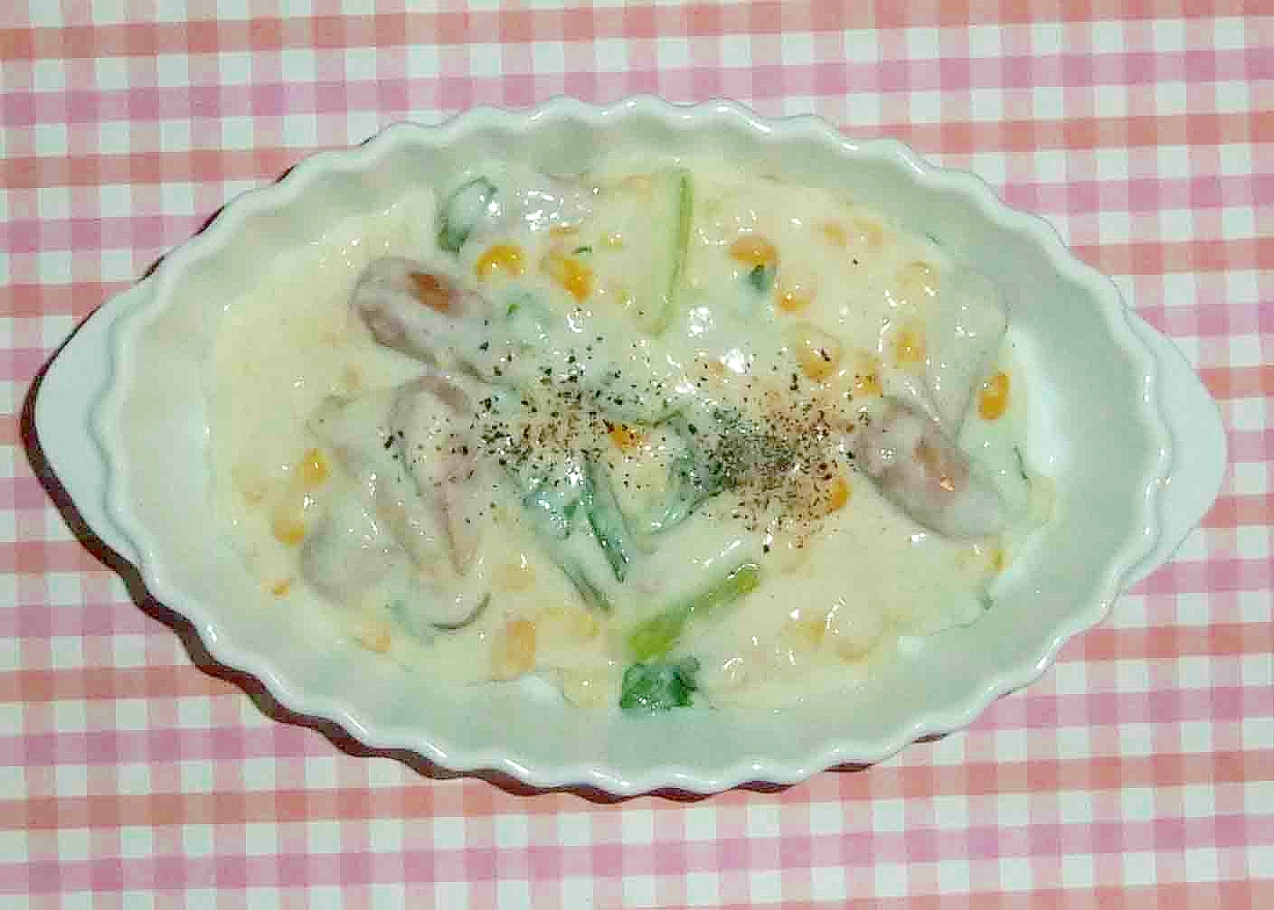 米粉と豆乳でクリームスープ