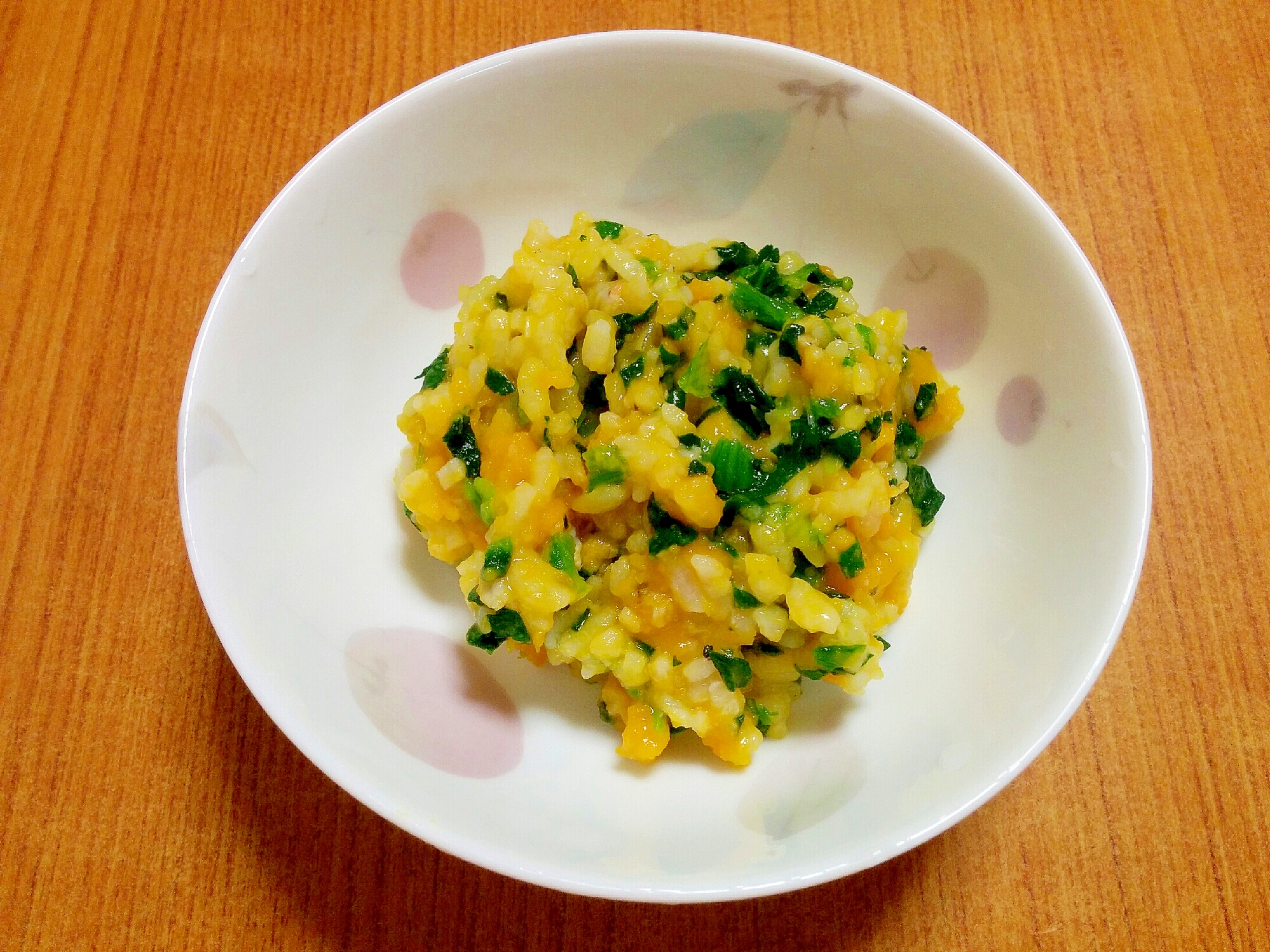 【離乳食】かぼちゃとほうれん草のしらすご飯