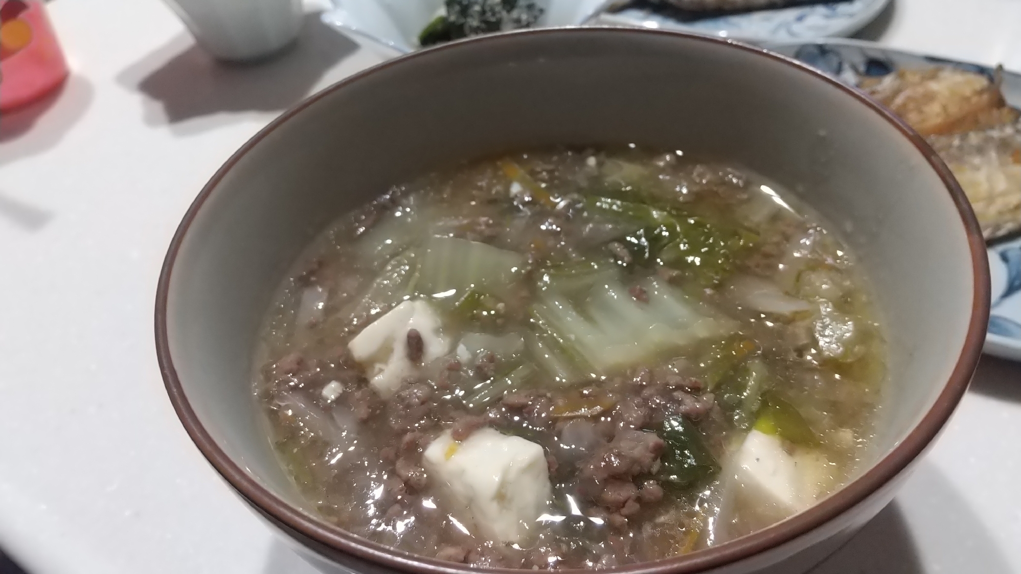 ベジブロスで、簡単白菜ひき肉のおろしスープ