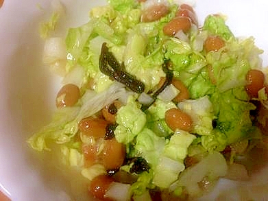 白菜と佃煮の納豆サラダ