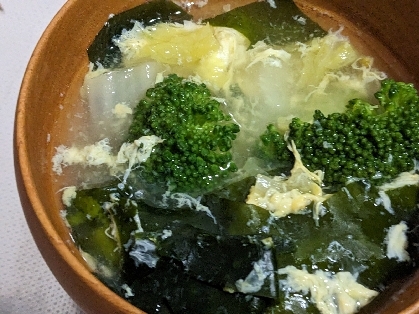 白菜と小松菜、ワカメたっぷり卵スープ