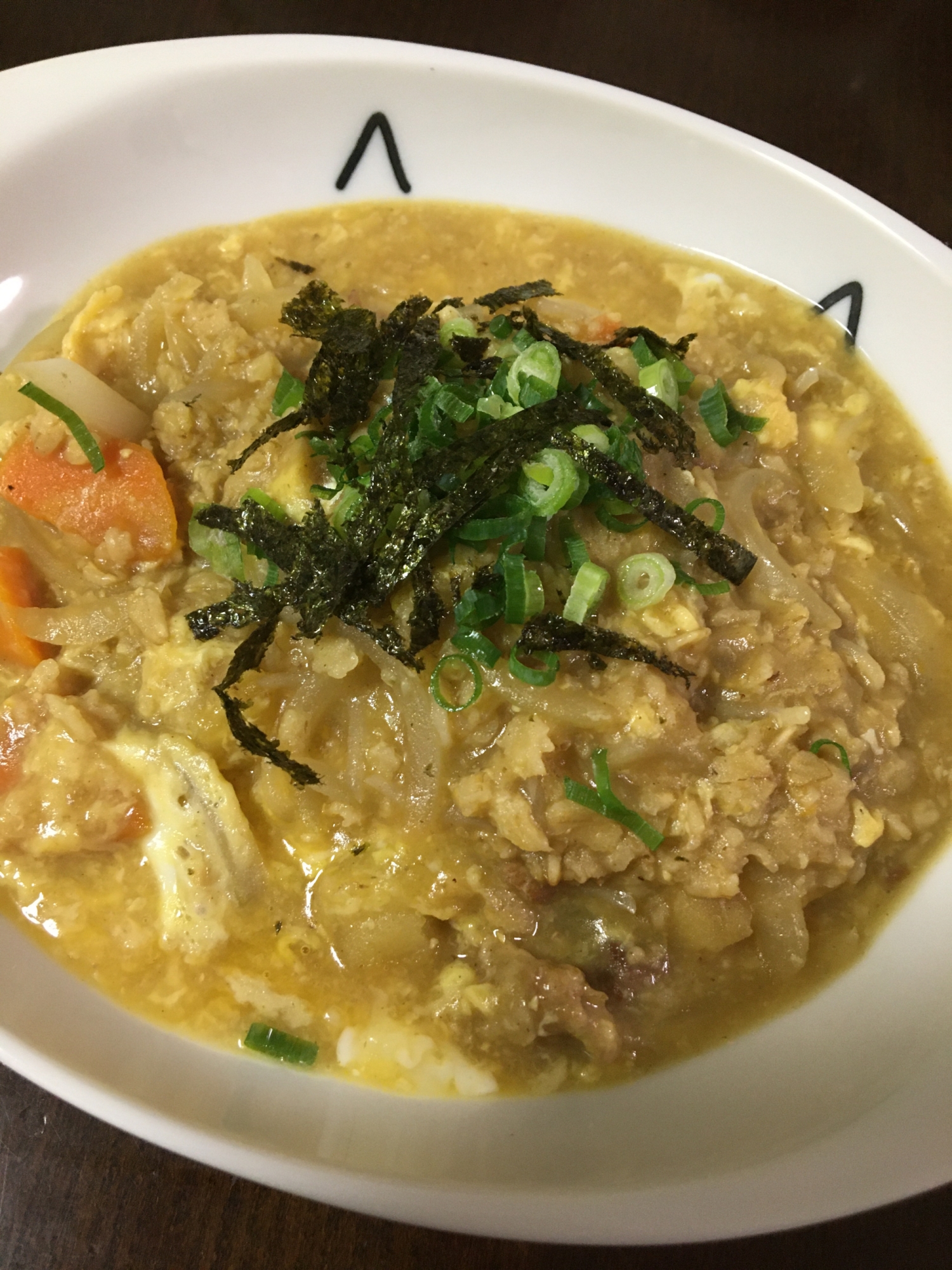 肉じゃがの残り(汁)で! オートミール雑炊